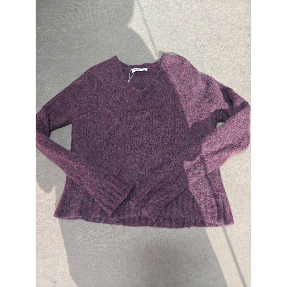 Pacas Womens XL 70% Baby Alpaca Wool Sweater Burgundy Purple Fuzzy V Neck